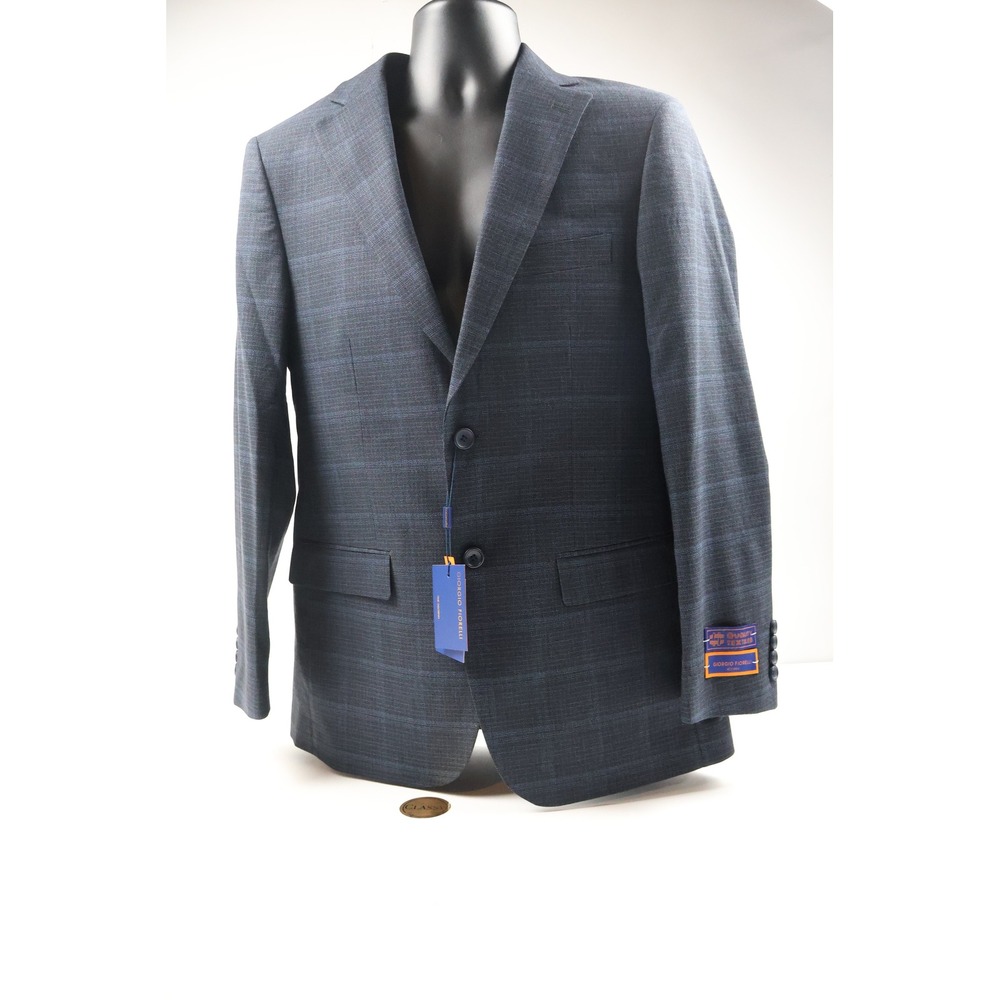 Giorgio Fiorelli Suit Set Tonal Plaid Navy Blue 38R 38/32 NWT